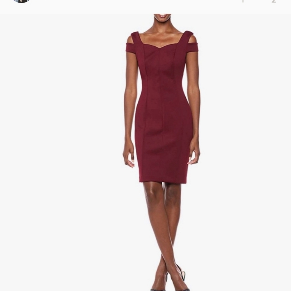 Calvin Klein burgundy cold shoulder sheath dress